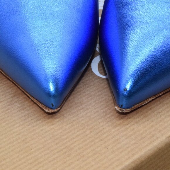 EUC Christian Louboutin Hot Chick 100 Heels Pumps 36 M Blue Metallic Alize 6M - Picture 6 of 16